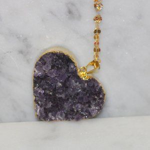 Natural Amethyst  Heart Shape Pendant